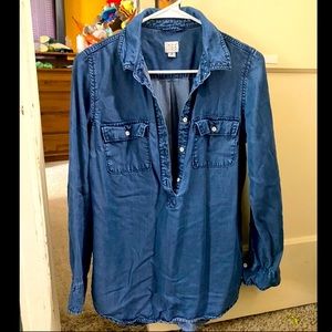 Jean button down top